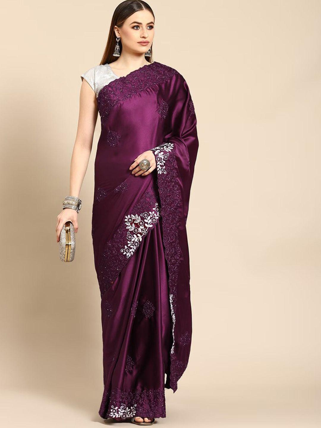 stylefables maroon poly georgette saree