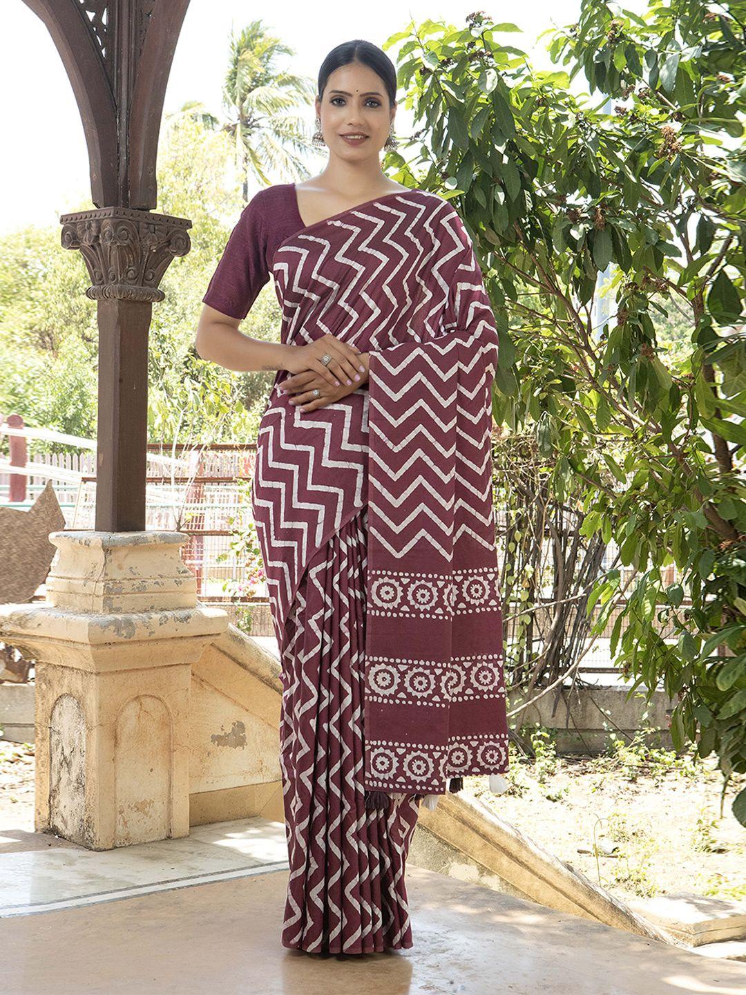 stylefables maroon pure cotton saree