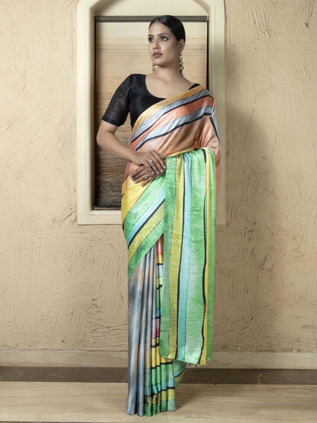 stylefables multicoloured satin saree