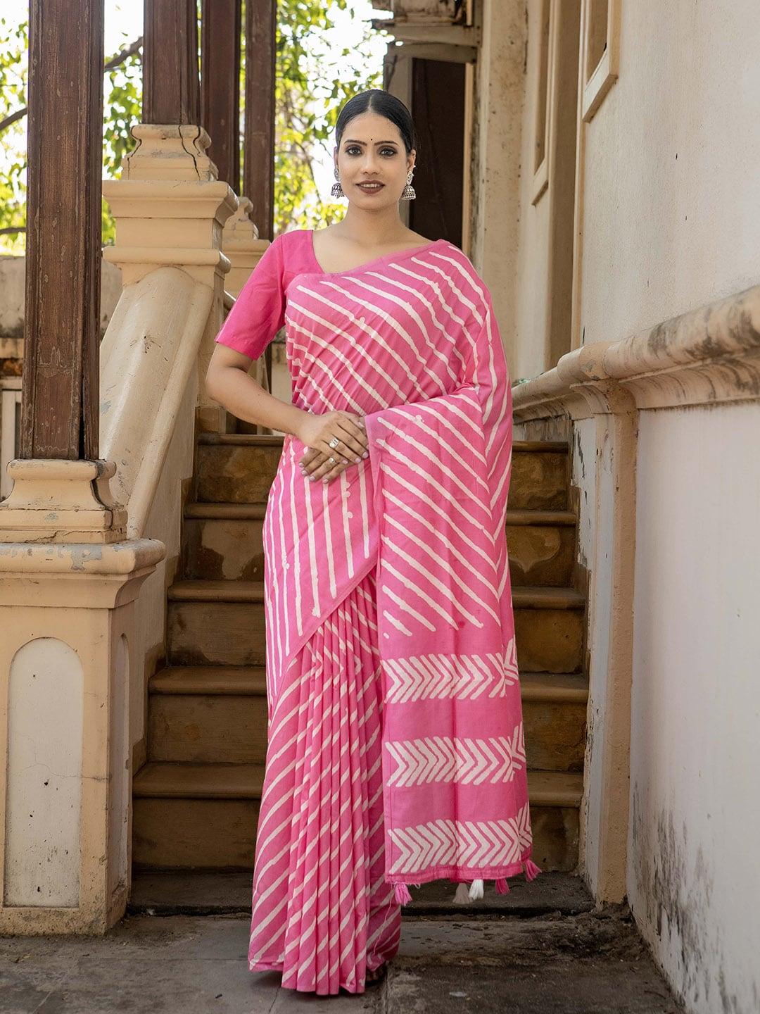 stylefables pink pure cotton saree