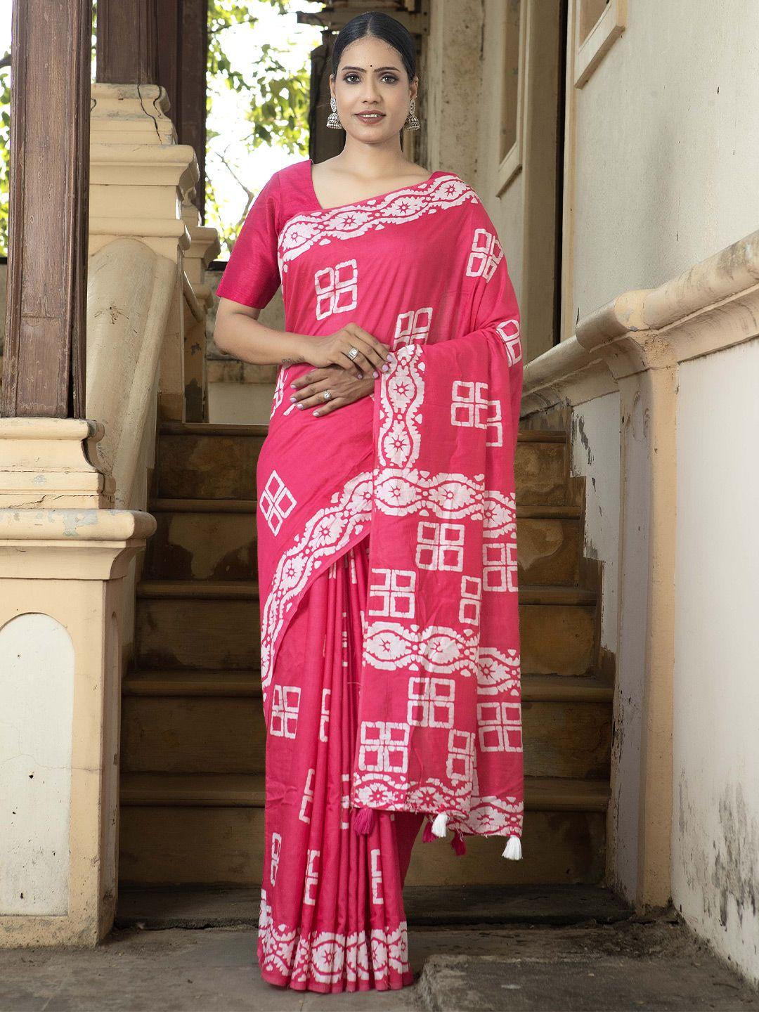 stylefables pink pure cotton saree