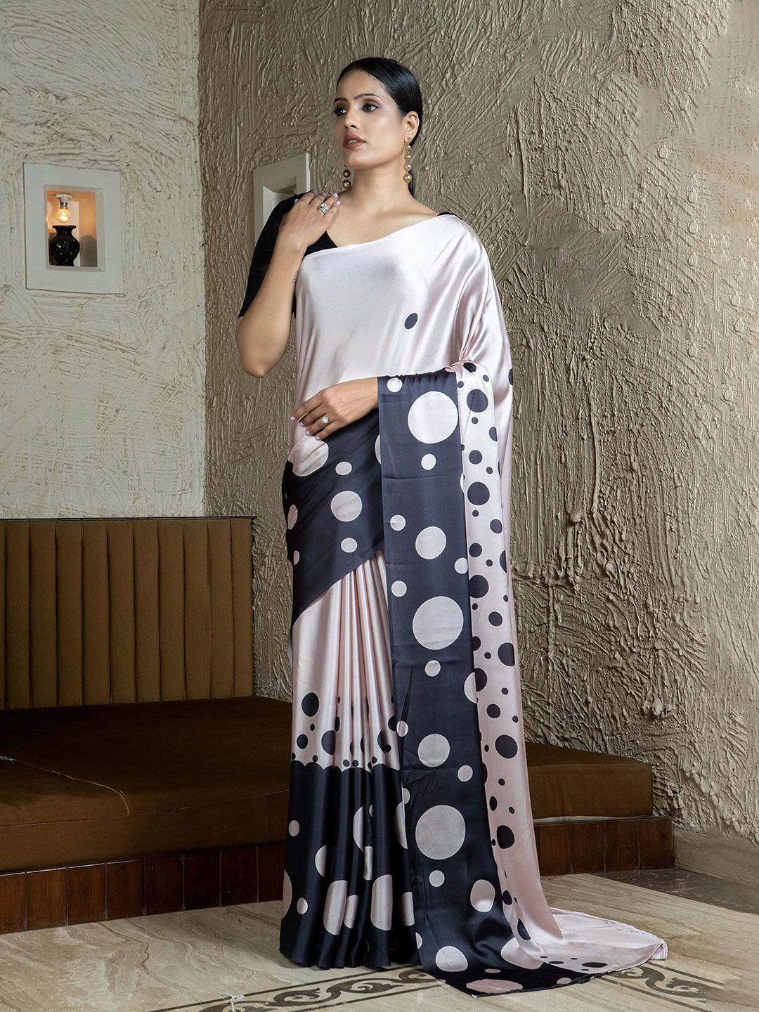 stylefables polka dots printed satin saree