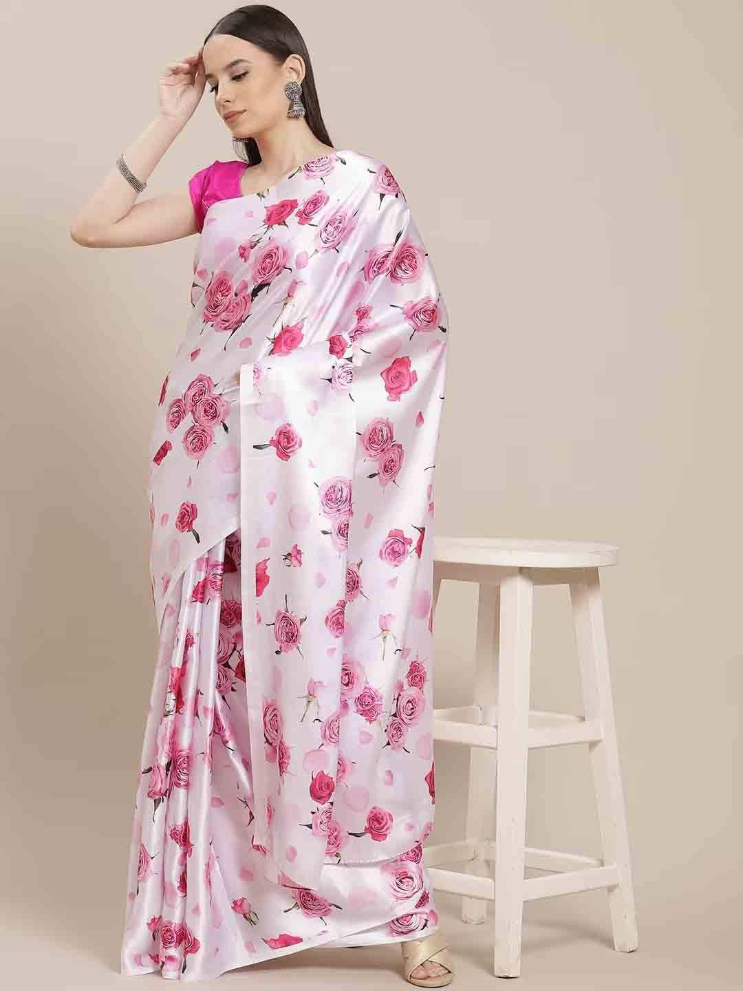 stylefables white poly georgette saree