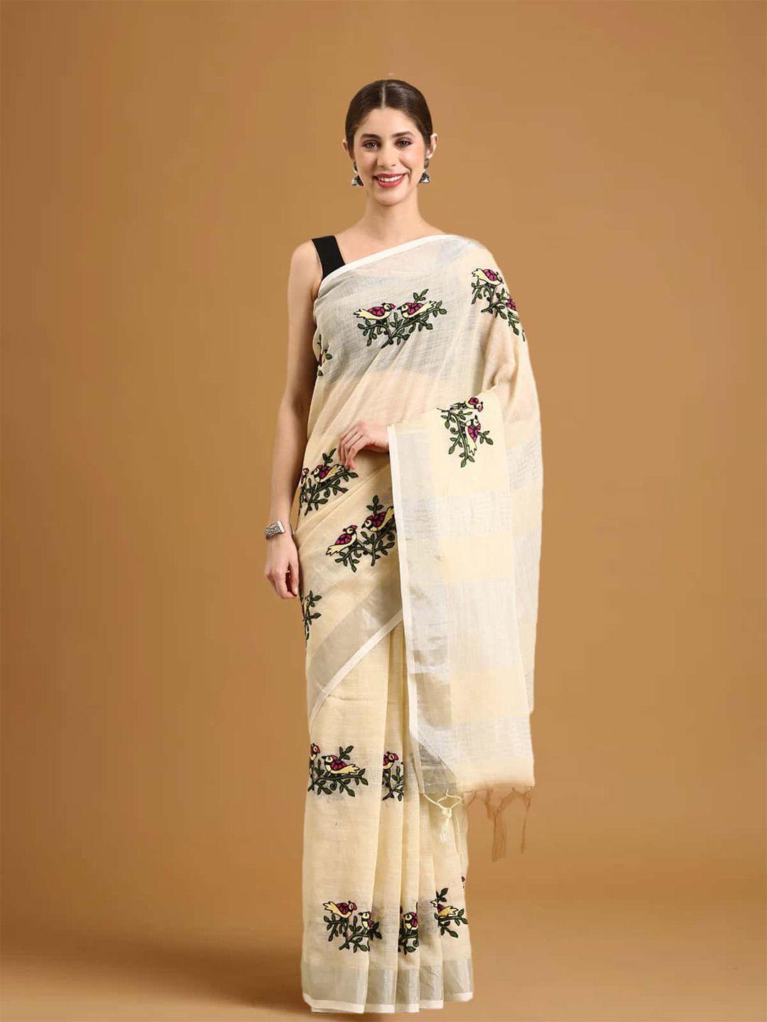 stylefables white silk blend saree