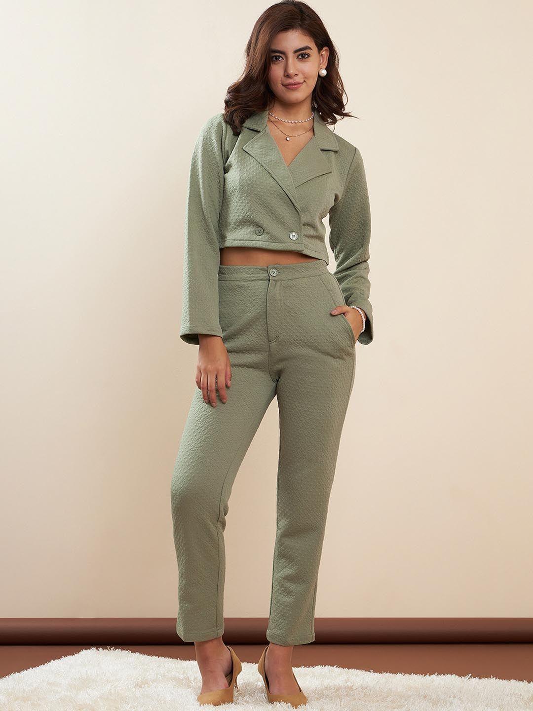 stylestone  self-design crop blazer & trousers co-ords