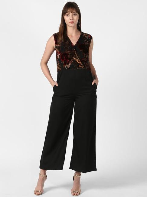 stylestone black floral print jumpsuit
