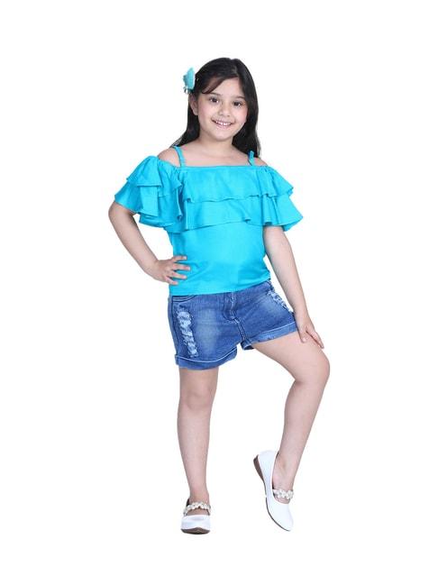 stylestone kids blue solid top with shorts