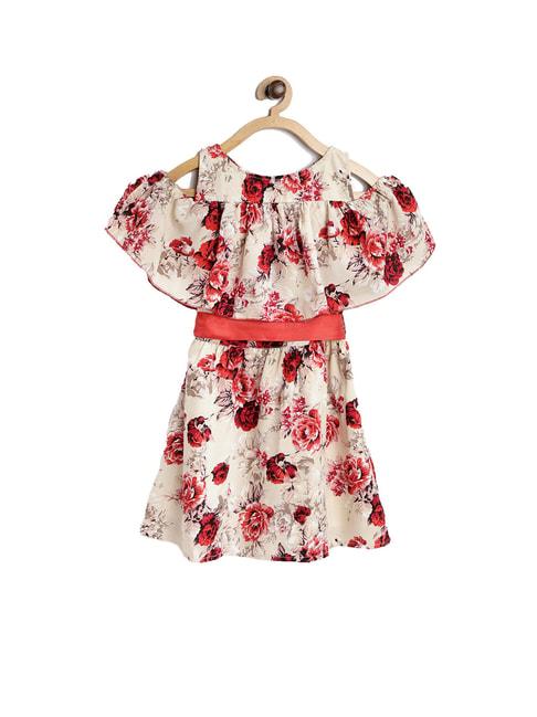 stylestone kids cream floral print dress with belt