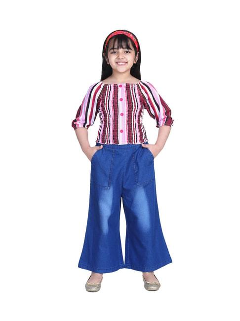 stylestone kids multicolor printed top with culottes
