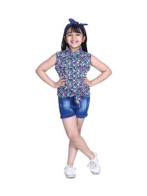 stylestone kids multicolor printed top with shorts