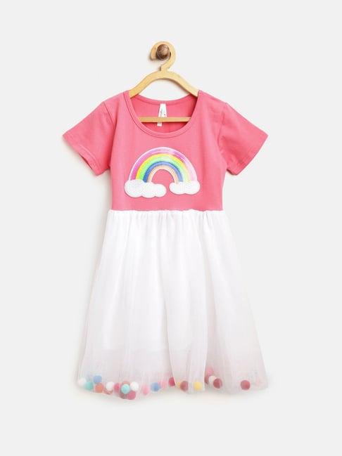 stylestone kids pink & white applique dress