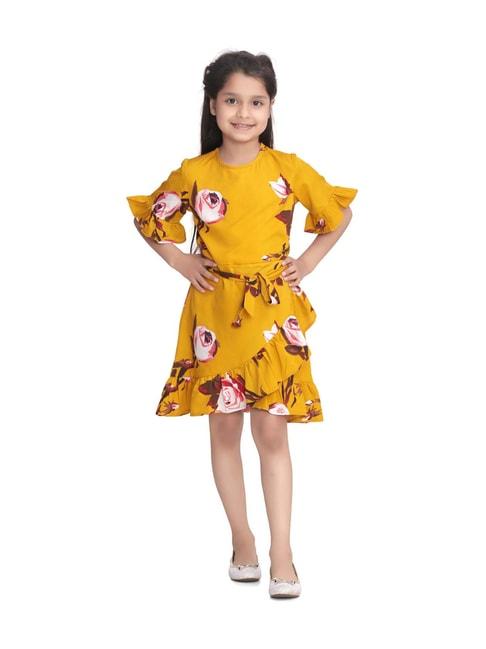 stylestone kids yellow floral print dress
