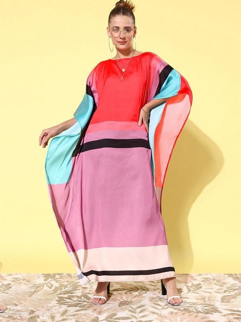 stylestone multicolor satin kaftan dress