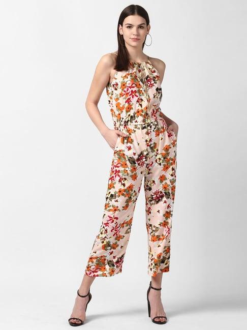 stylestone peach floral print jumpsuit