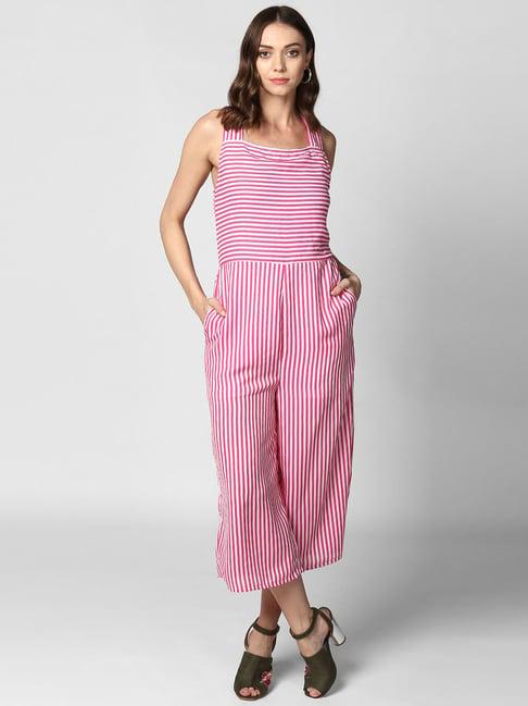 stylestone pink striped jumpsuit