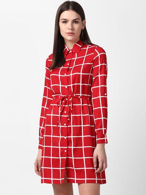 stylestone red & white checks shirt dress
