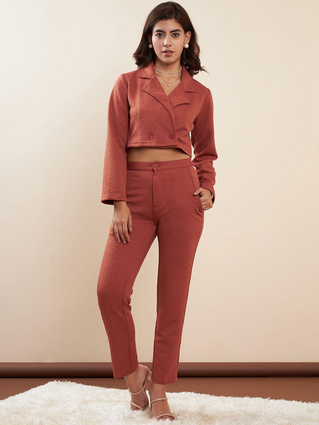 stylestone self-designed crop blazer & trousers co-ord set
