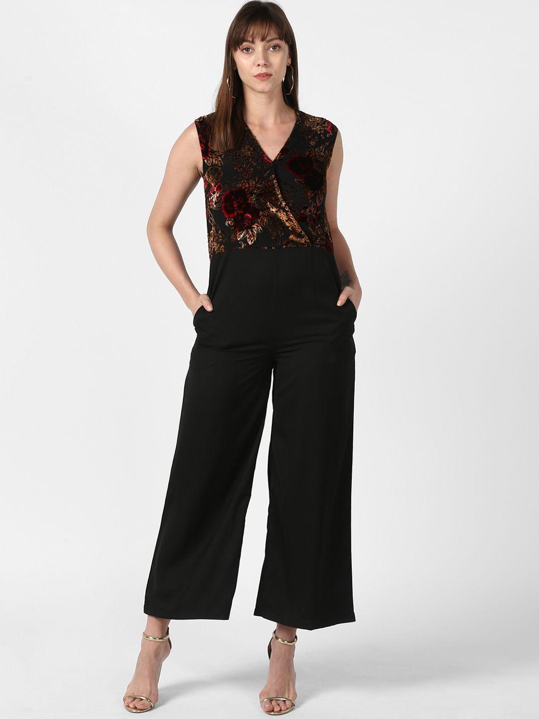 stylestone women black & red printed basic jumpsuit