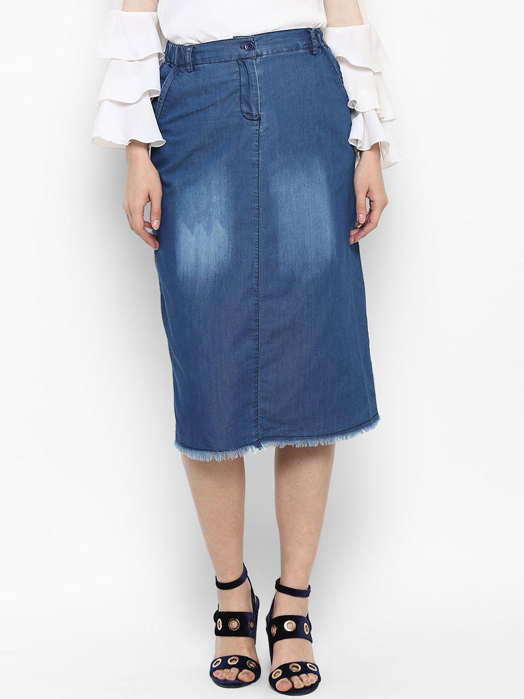 stylestone women blue a-line denim pencil skirt