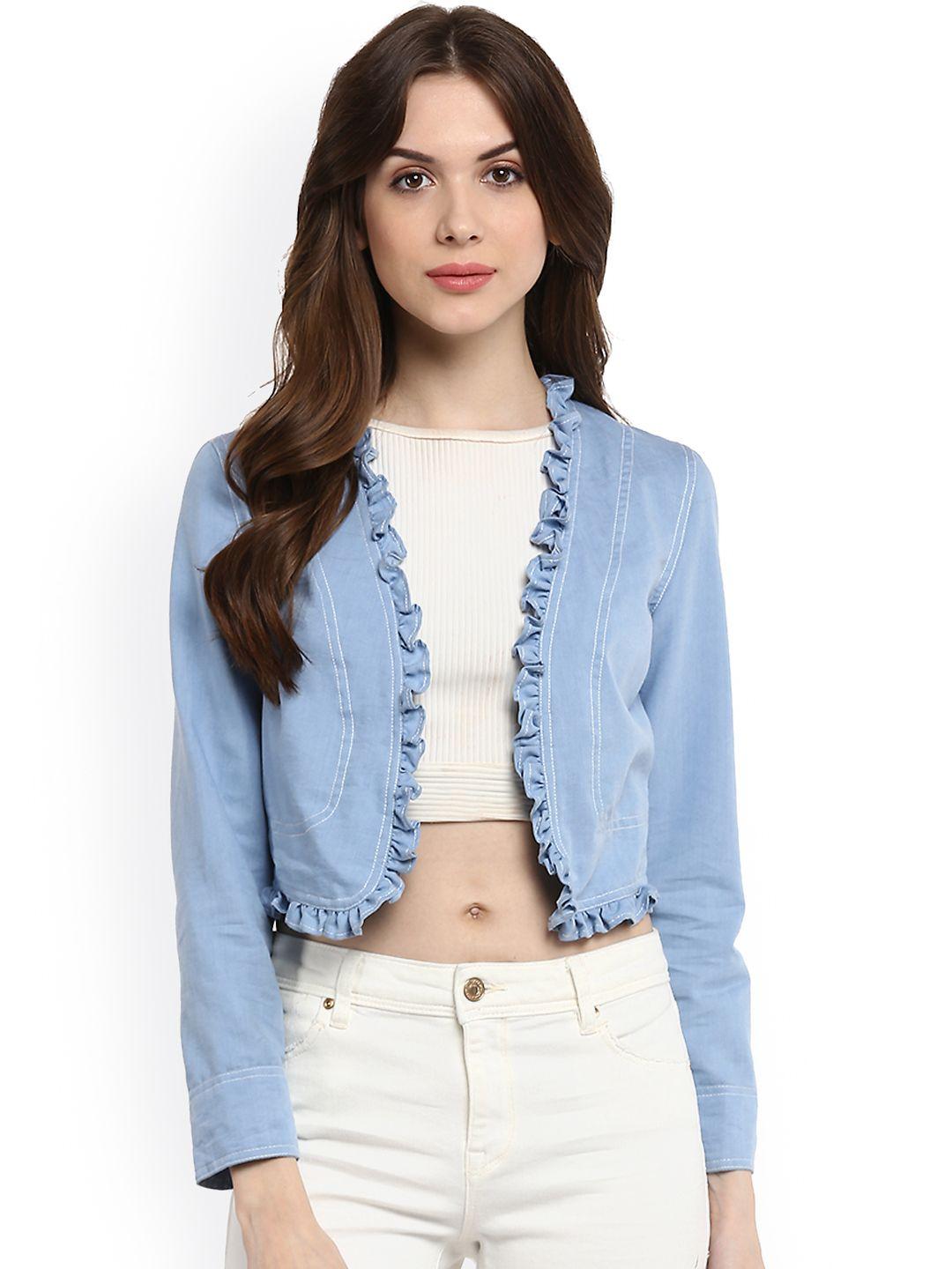 stylestone women blue denim short shrug