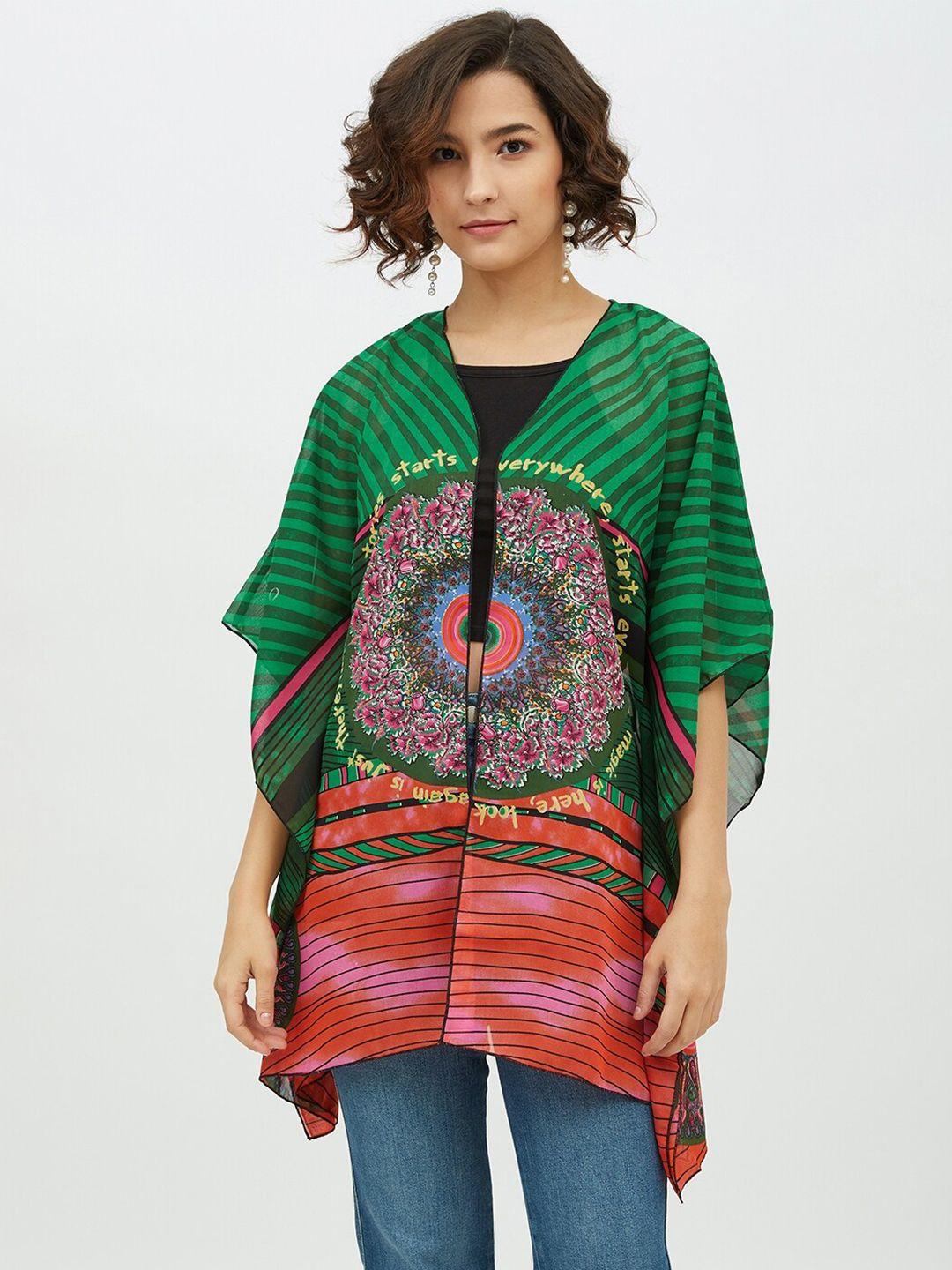 stylestone women multicoloured printed open front shrug