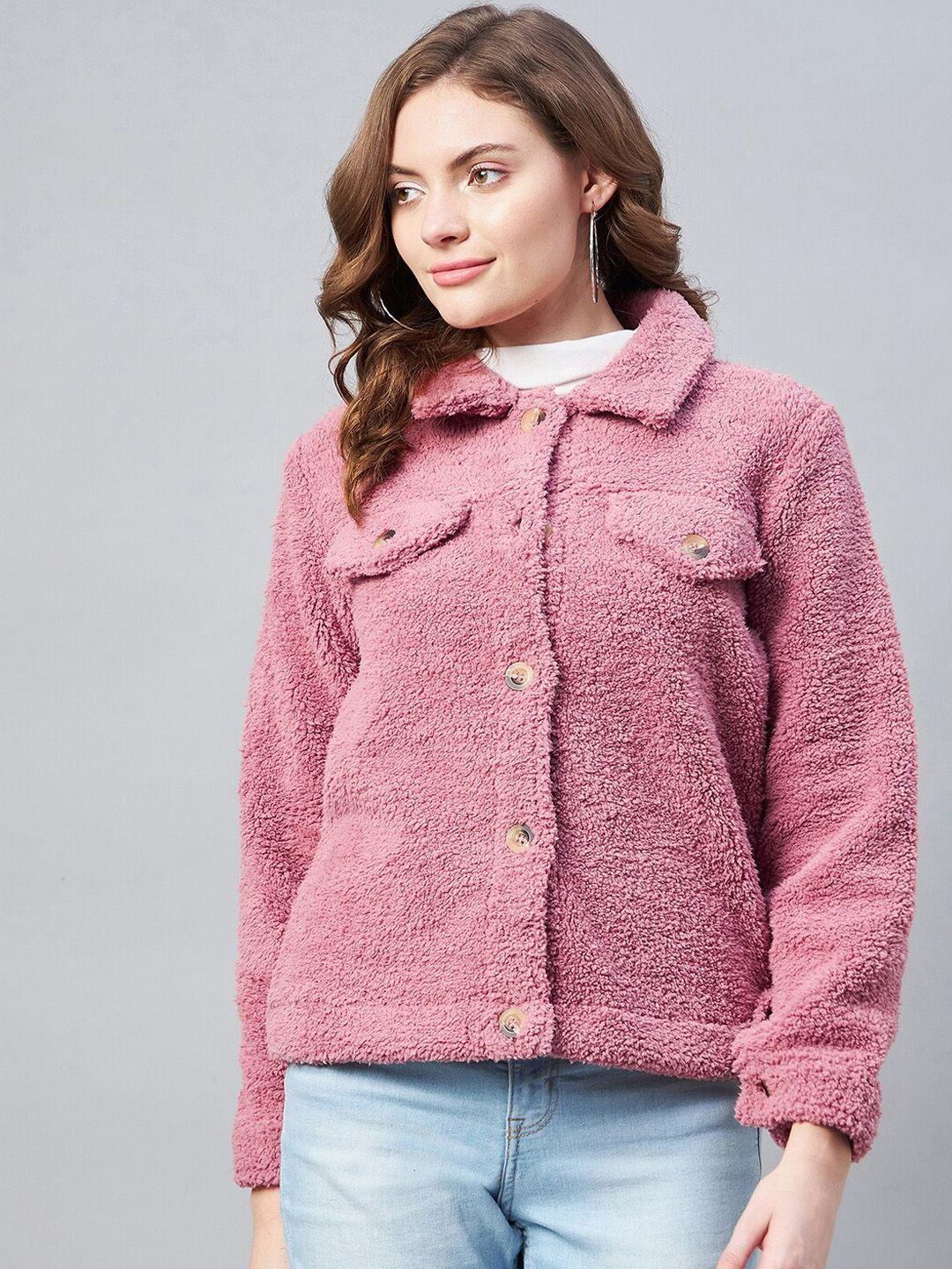 stylestone women pink fleece lightweight outdoor tailored jacket