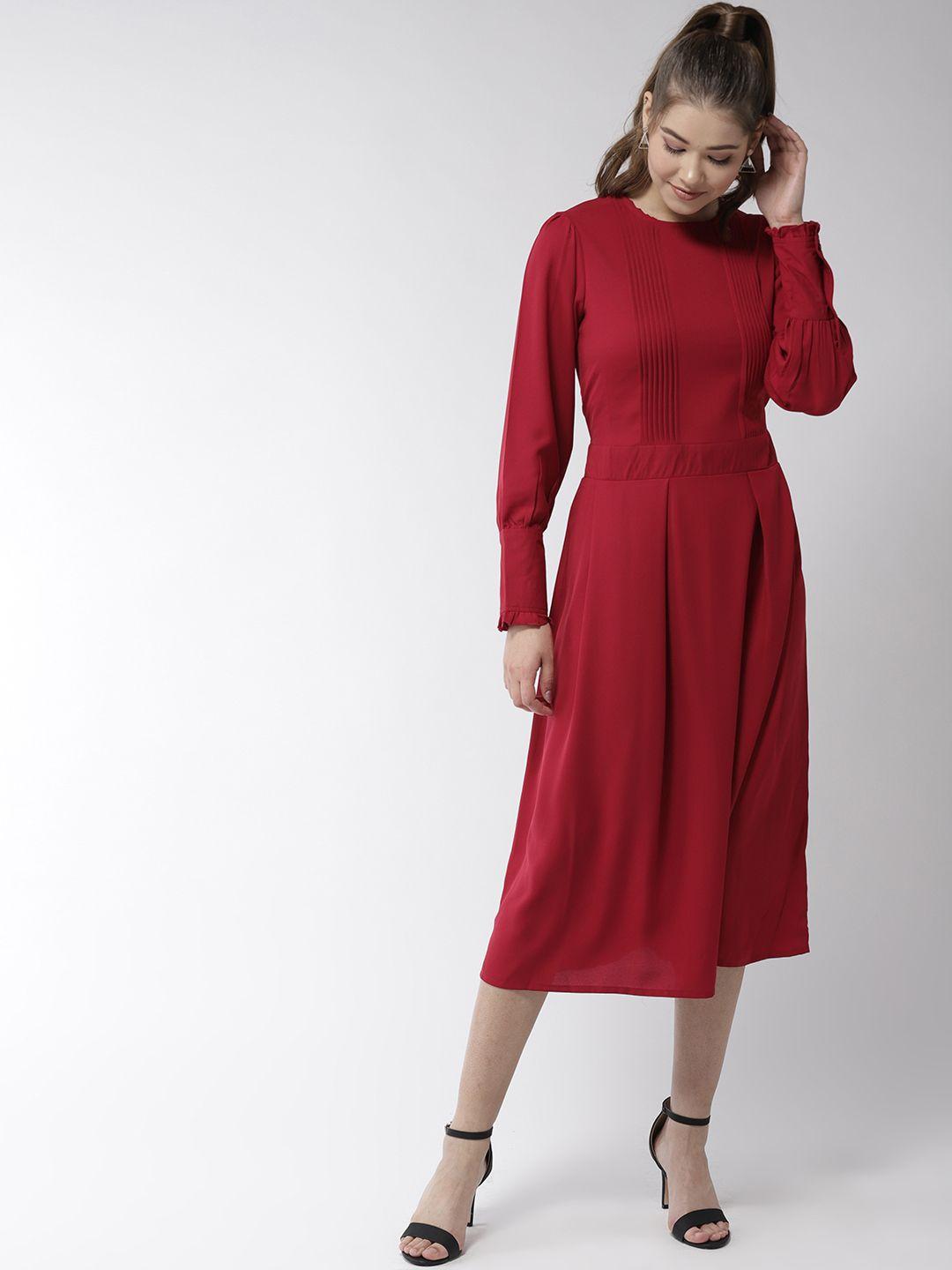stylestone women red solid a-line dress