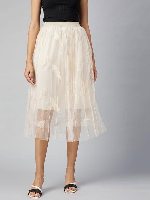 stylestone beige embroidered skirt