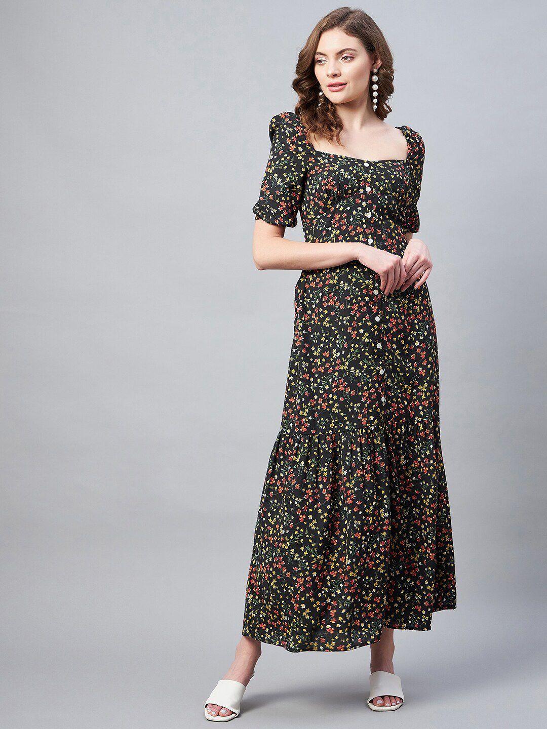 stylestone black & yellow floral empire maxi dress