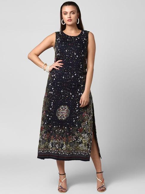 stylestone black floral print midi dress