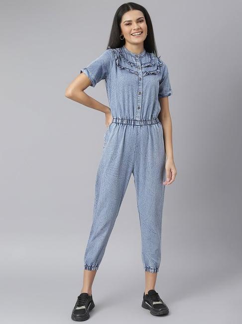 stylestone blue textured jumpsuit