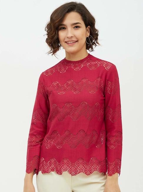 stylestone dark pink lace a-line top