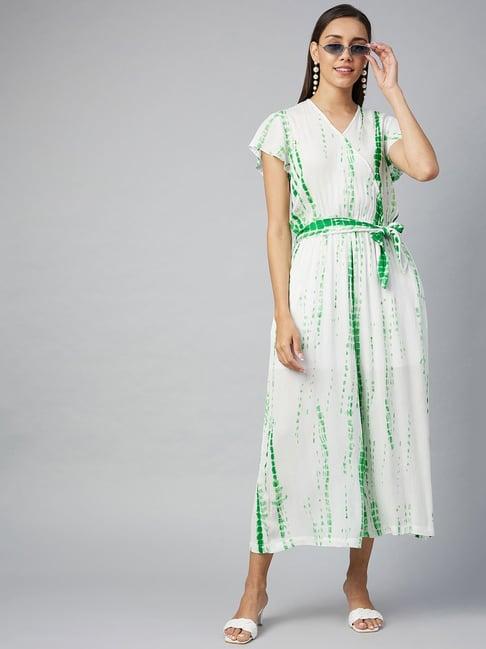 stylestone green & white printed jumpsuit