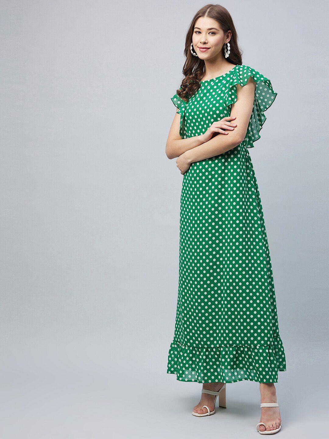 stylestone green off-shoulder crepe maxi dress