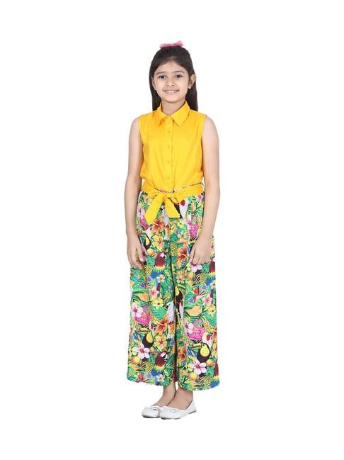 stylestone kids multicolor printed jumpsuit with belt