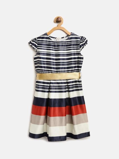 stylestone kids multicolor striped dress with tie belt