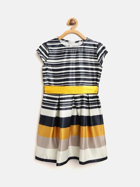 stylestone kids multicolor striped dress with tie belt