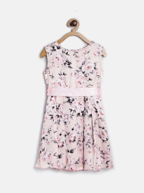 stylestone kids pink printed dress with tie belt