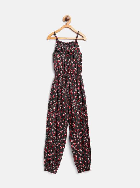 stylestone kids red & black printed jumpsuit