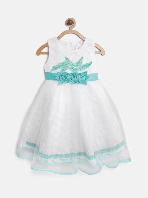 stylestone kids white & teal embellished dress