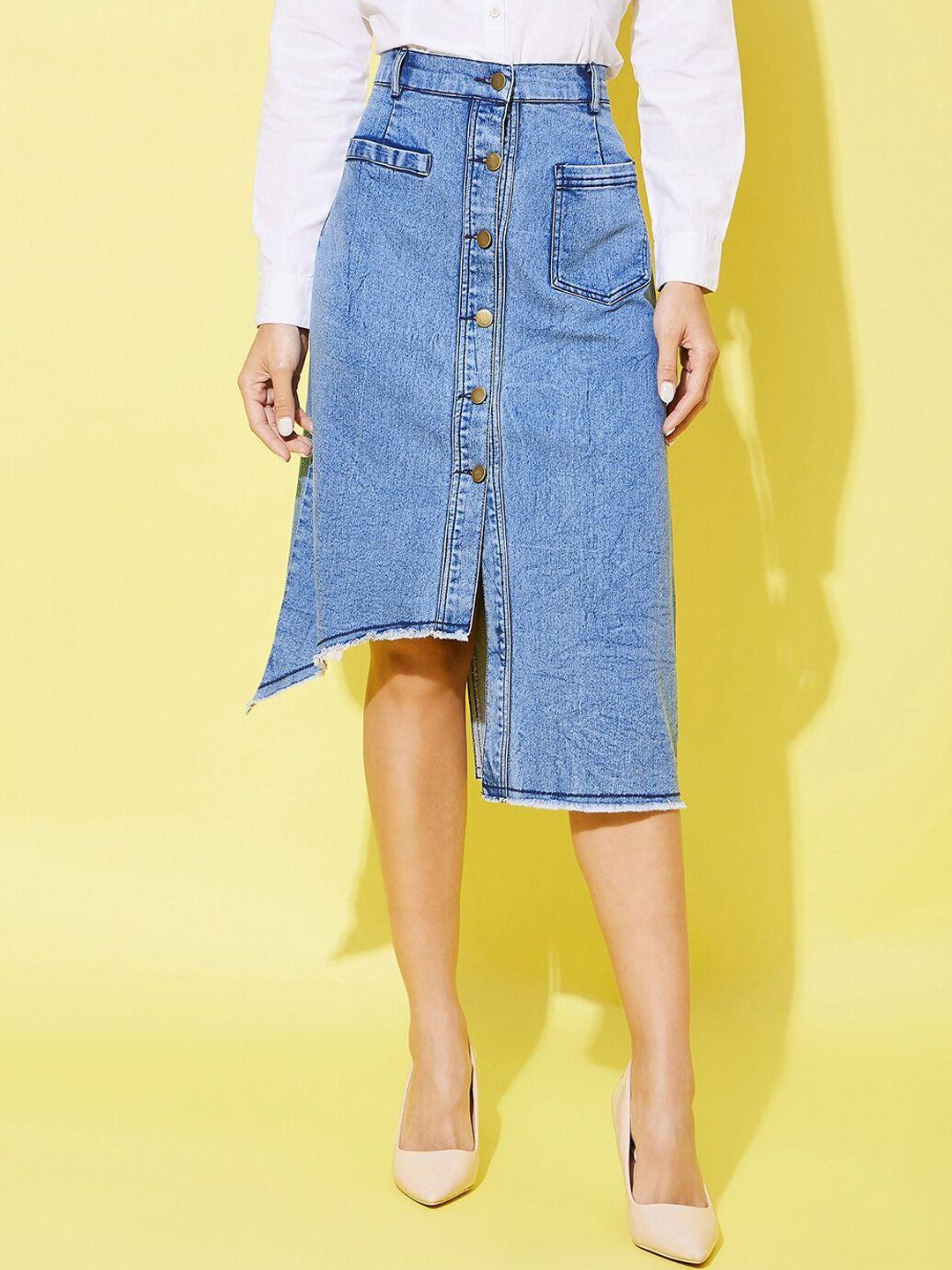 stylestone knee length straight denim skirt