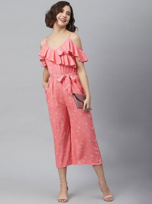 stylestone light pink floral print jumpsuit