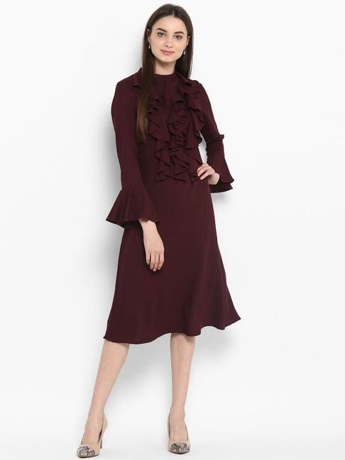 stylestone maroon regular fit & flare dress