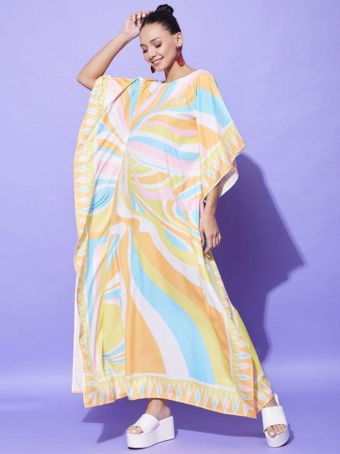 stylestone multicolor geometric print kaftan dress
