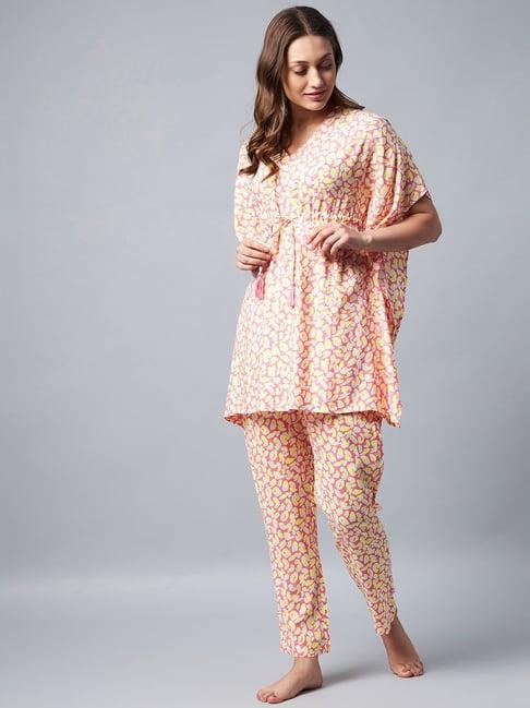 stylestone multicolor printed kaftan top with pyjamas