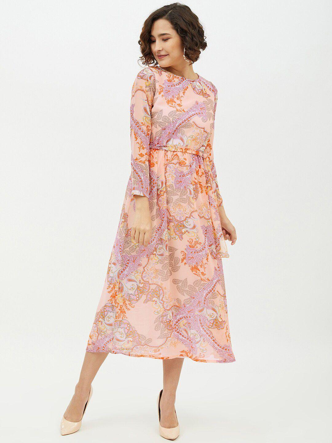 stylestone multicoloured floral georgette a-line midi dress