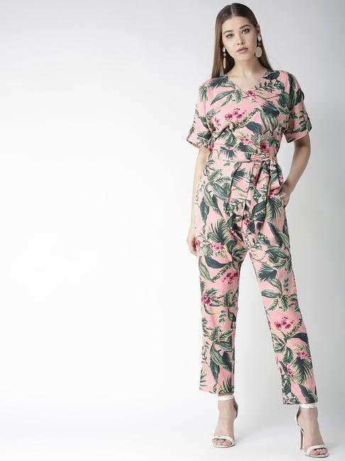 stylestone pink floral print jumpsuit