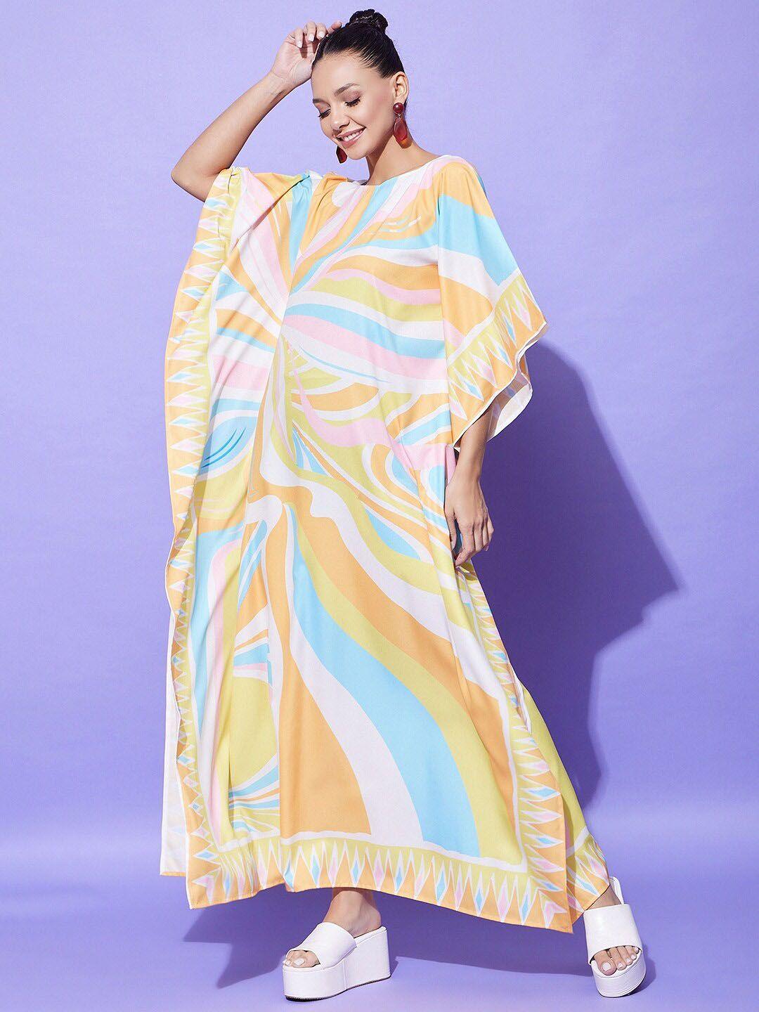 stylestone print satin kaftan maxi dress