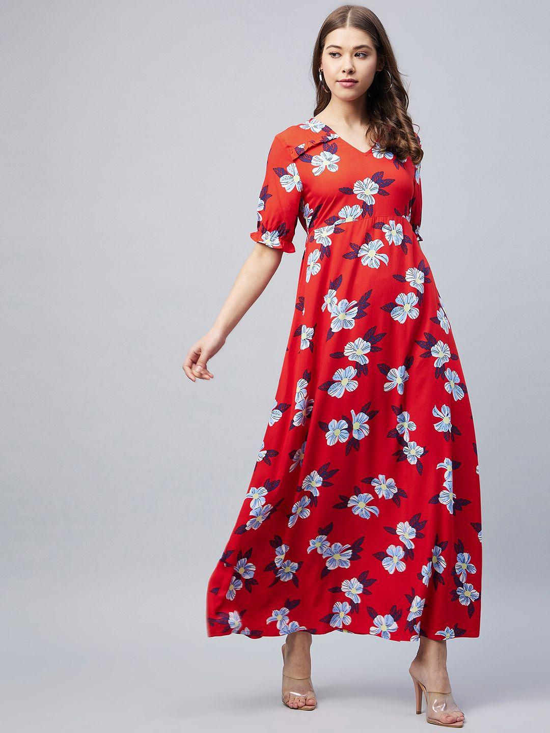 stylestone red floral printed maxi dress
