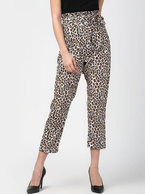 stylestone white & brown animal print pants